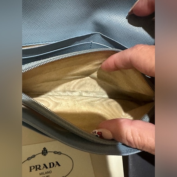 Prada Saffiano Periwinkle Enamel Continental Wallet W/Box & Authenticity Card - Picture 5 of 13